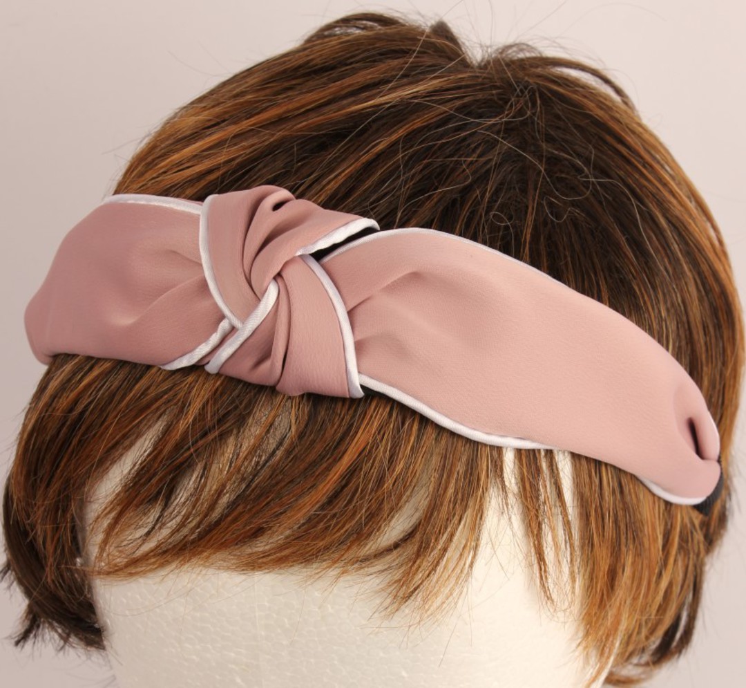 Fashion pearl bead knotted headband pink Style: HS/4671/PNK image 0
